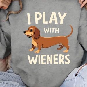{NEW} Women's Dachshund Graphic Sweatshirt Gray Medium